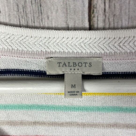Women's Talbots New Multi Color Striped V Neck Long Sleeve Sweater Size M 292 - Picture 6 of 10
